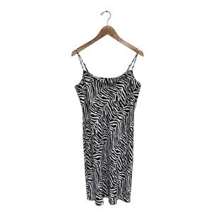 Banana Republic Slip Dress Women’s Size 4 US Zebra Print White Black Mini Length